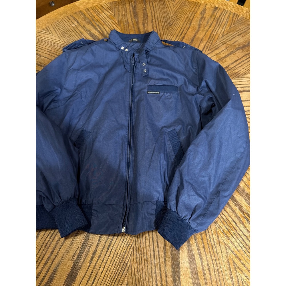 Vintage Members Only Navy Blue Racer Jacket Size 40 Europe Craft 80s Bomber